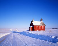 Red Schoolhouse in Winter