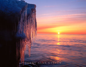 Icicles Dangling over Lake Superior