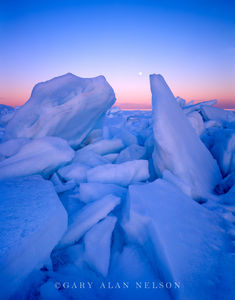 Moonrise over Lake Superior Ice Floe