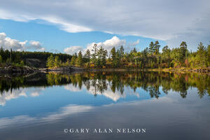 Clouds and sky over calm lake, Boundary Waters Canoe Area Wilderness, Minnesota