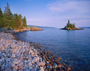 Stone Beach and Island on Lake Superior
