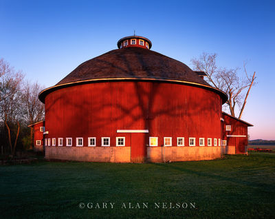 Tree Shadow on Round Barn print