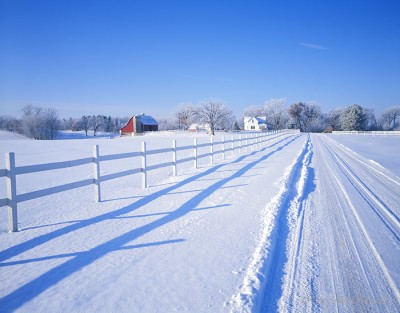 Farm in winter print