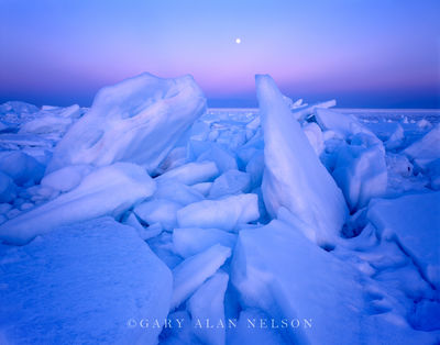 Full Moon over Lake Superior Ice Floe print
