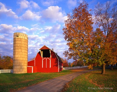 Barn, Drive and Clouds print