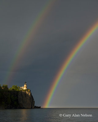 Rainbows over Split Rock Lighthouse print