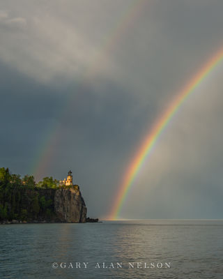 Rainbow and Clouds over Splt Rock Light print