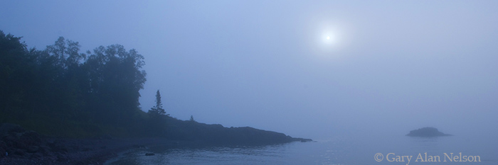 MN-09-95P-SP Rising sun and fog over Lake Superior, Minnesota