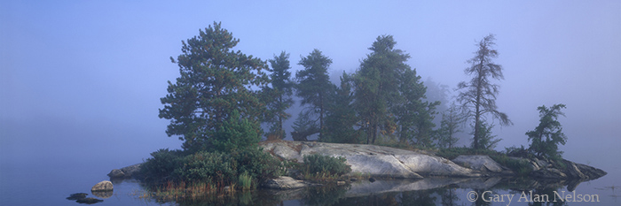 MN-97-126P-NP Fog over Sand Point Lake, Voyageurs National Park, Minnesota