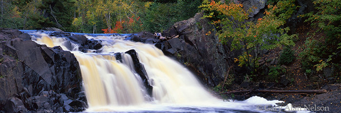 MN-99-42P-SP The lower falls of the Baptism River cutting through Tettegouche State Park, Minnesota