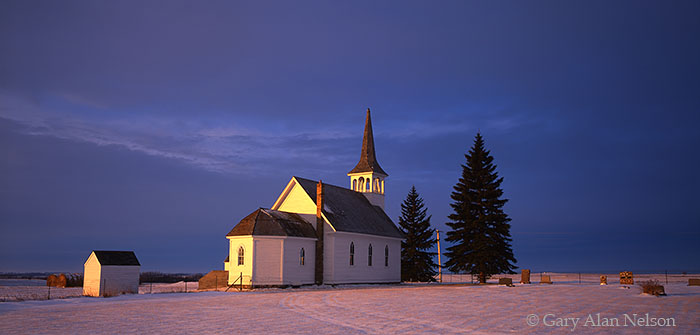 SD-00-12P-RU Storm clouds creeping over the Zoar Lutheran Church, Day County, South Dakota