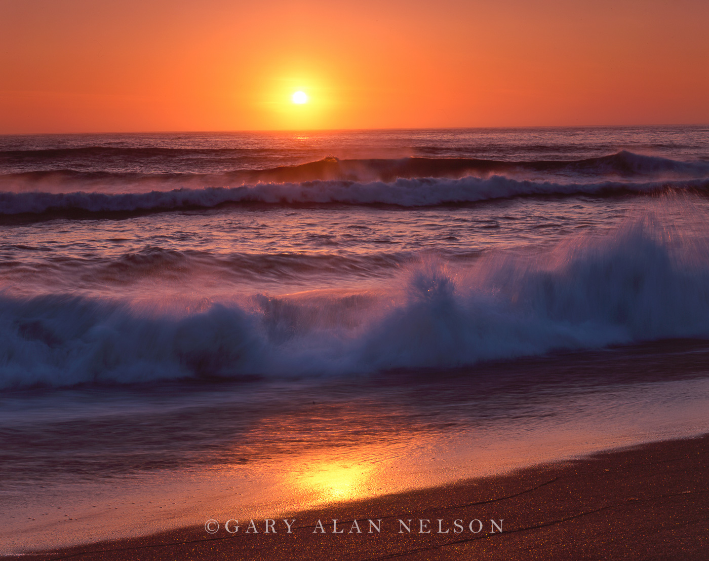 CA-95-1-NP Sunset over the Pacific Ocean, North Beach of Point Reyes National Seashore, California