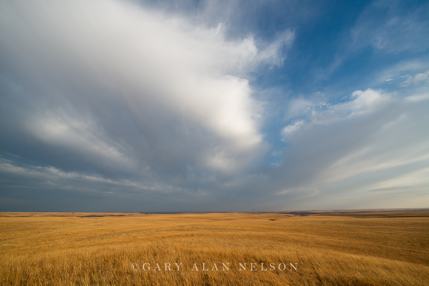 Clouds over the rolling Tallgrass Prairie National Preserve, Flint Hills, Kansas