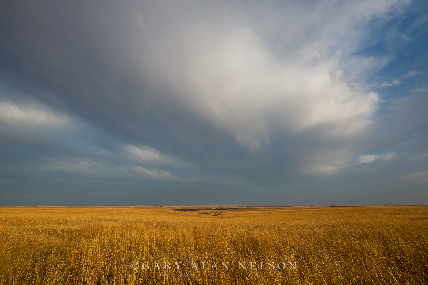 Clouds over the rolling Tallgrass Prairie National Preserve, Flint Hills, Kansas