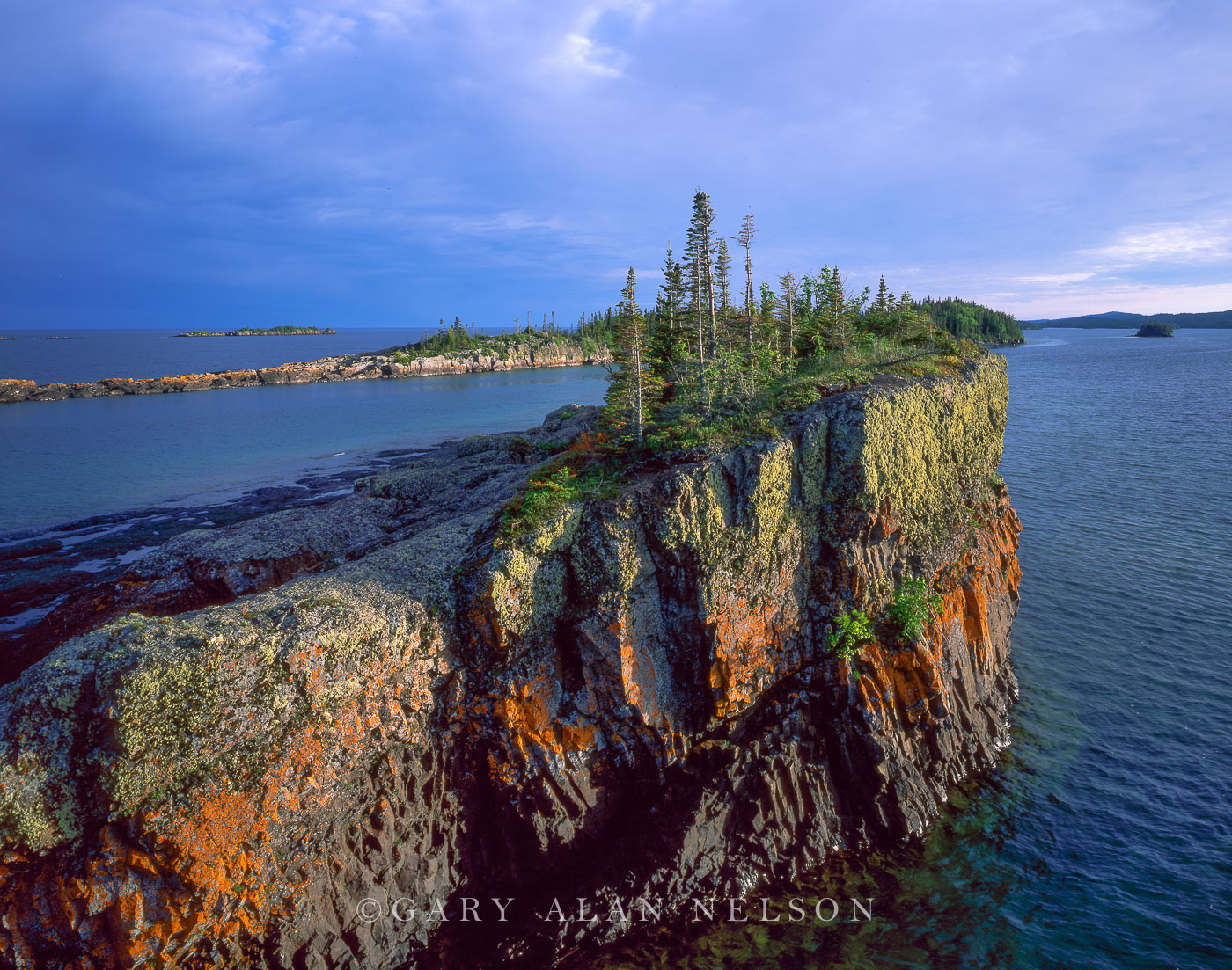 MI-99-12V-NP Split Island and parting clouds over Lake Superior, Isle Royale National Park, Michigan