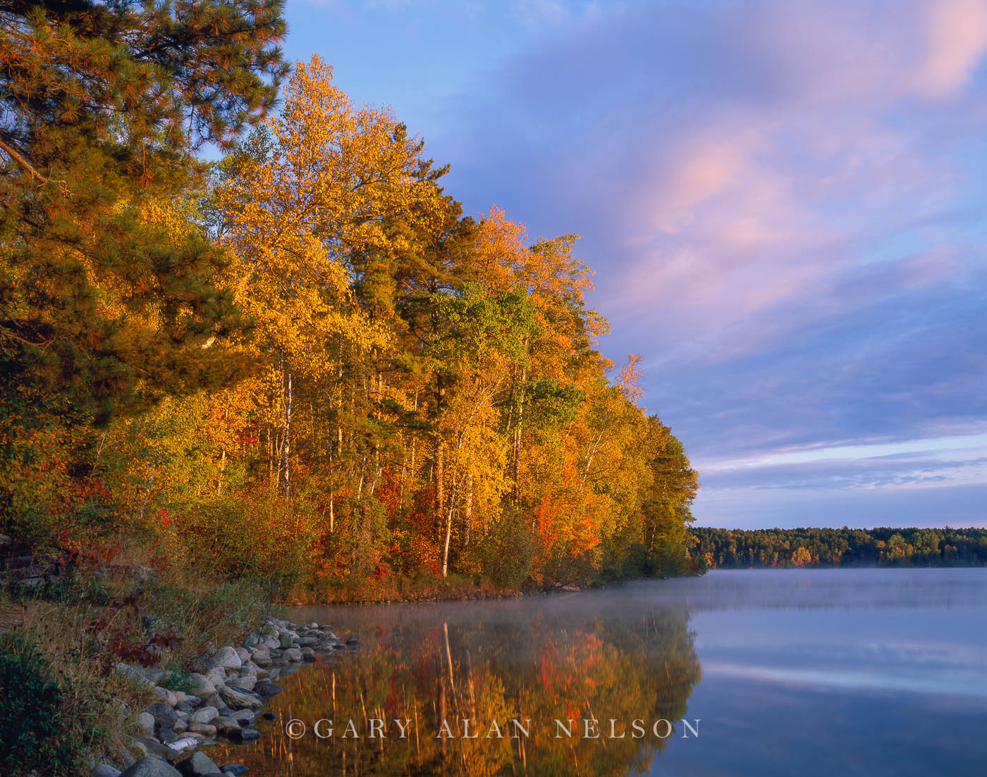 MN-00-47-NF Autumn arrives on Little Long Lake, Chippewa National Forest, Minnesota