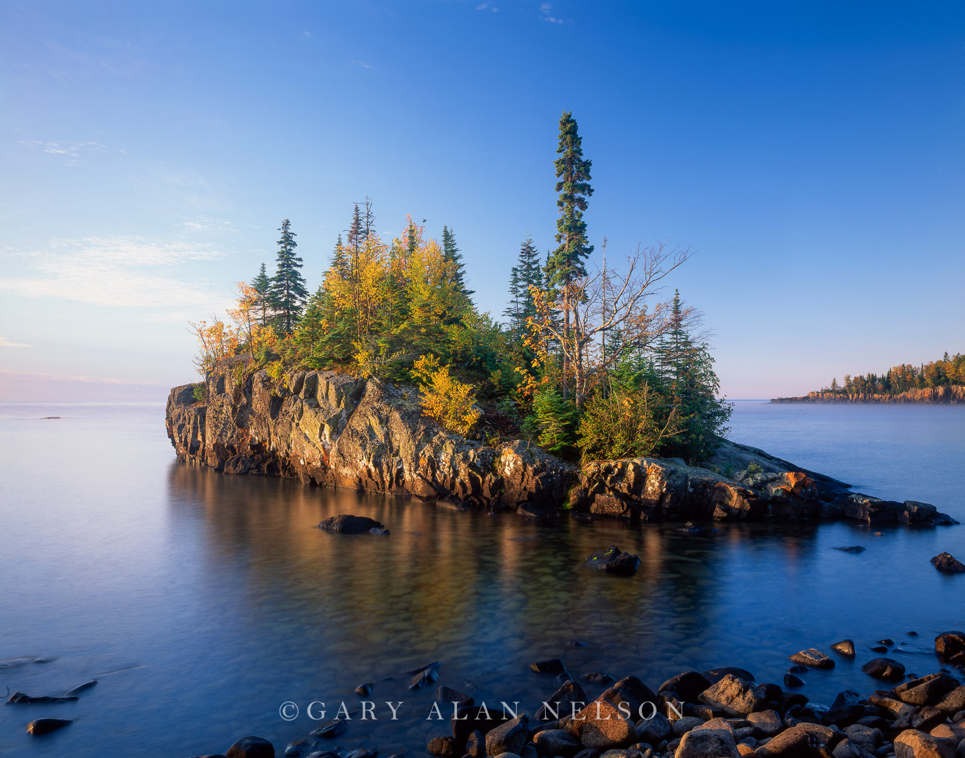 Island on the rugged shoreline of Lake Superior, Minnesota