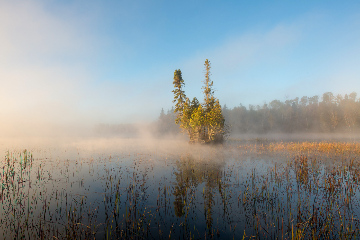 Morning light on island, Birch Lake, Superior Nartional Forest, Minnesota
