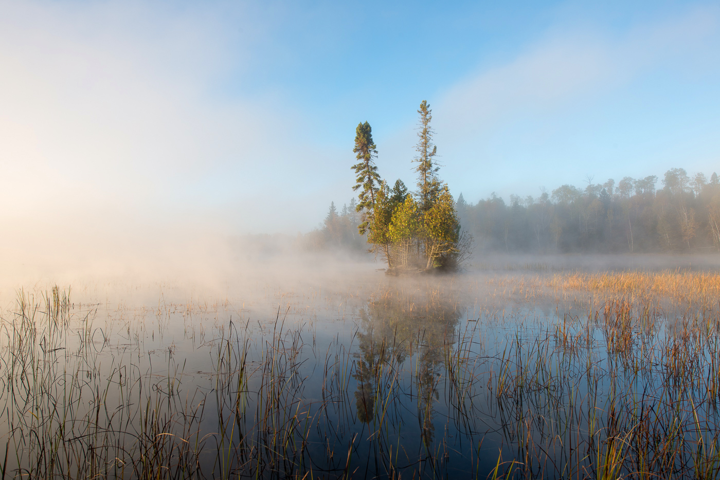 Morning light on island, Birch Lake, Superior Nartional Forest, Minnesota