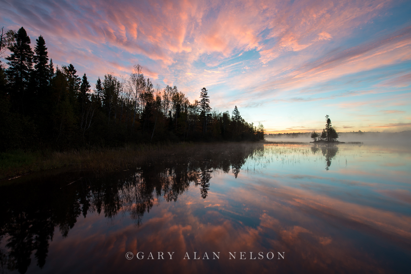 Island and the blush of dawn, Superior National Forest, Minnesota