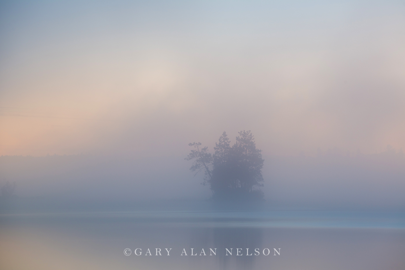 Fog and reflections at dawn, Superior National Forest, Minnesota