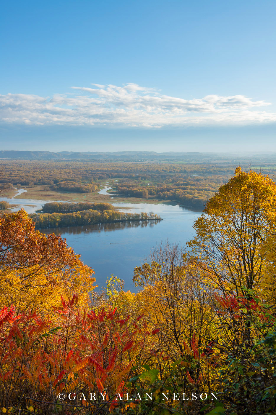 The Mississippi River from a bluff in the driftless area, Great River Bluffs State Park, Minnesota