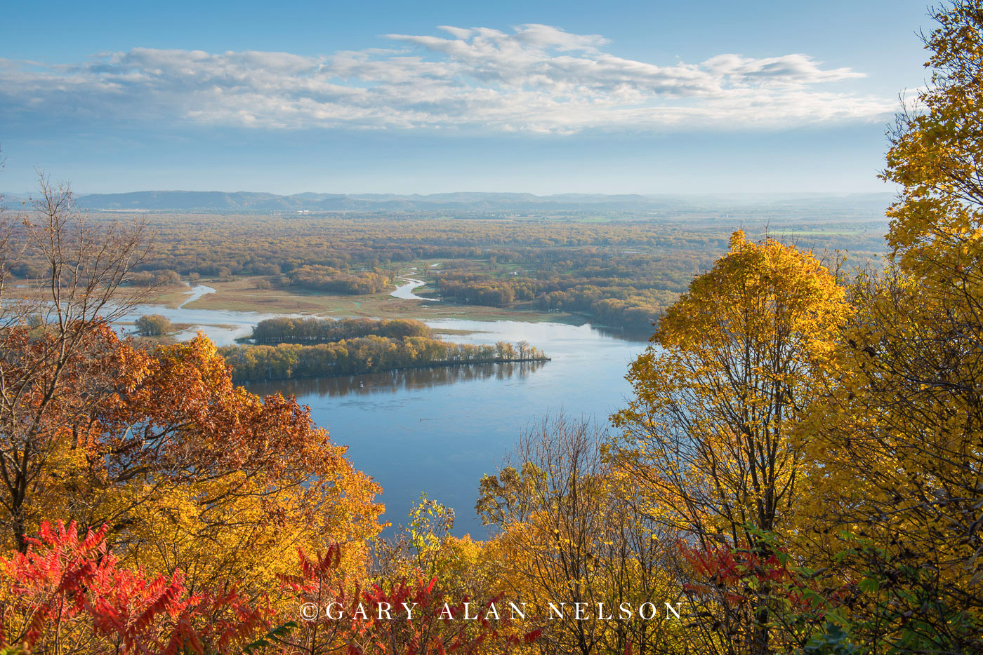 The Mississippi River from a bluff in the driftless area, Great River Bluffs State Park, Minnesota