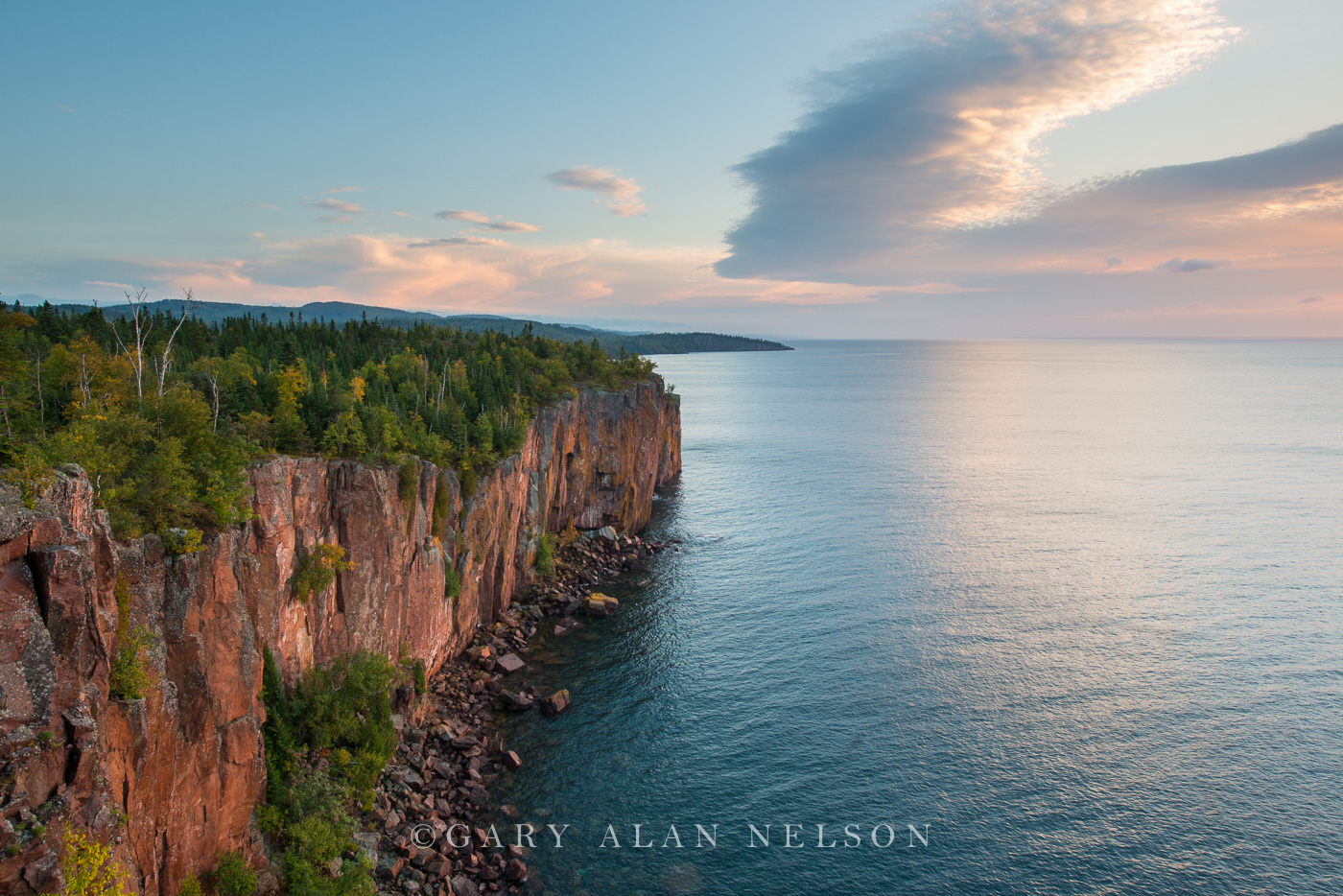 Daybreak over Lake Superior and Palisade Head, Tettegouche State Park, Minnesota