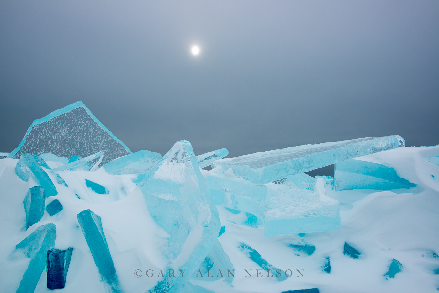 Ice and Sun over Slabs of Blue Ice, Lake Superior, Minnesota