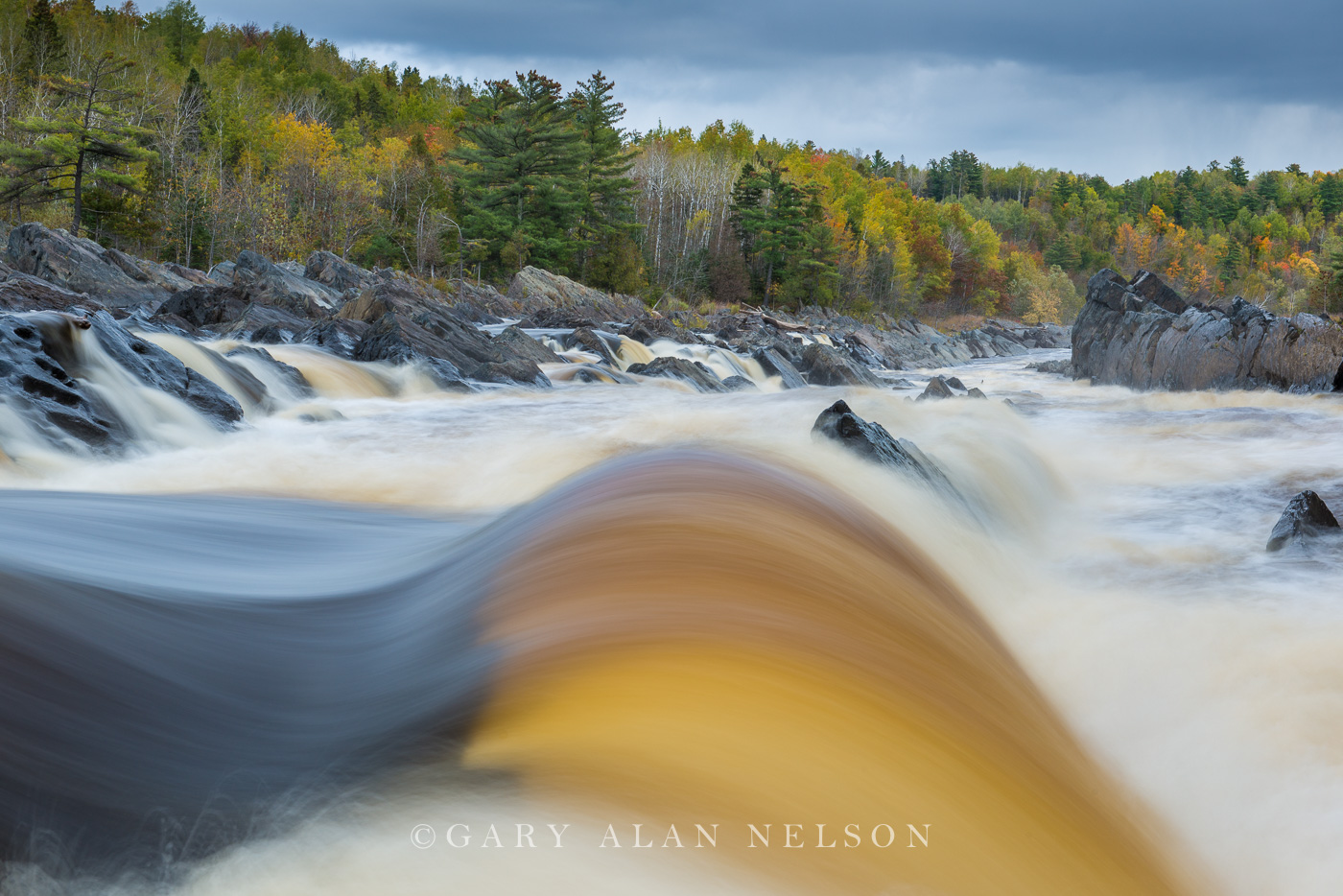 The St. Louis River under brooding skies, J. Cooke State Park, Minnesota