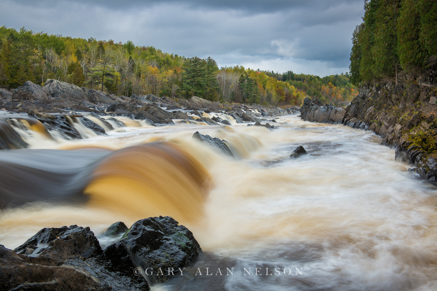 The St. Louis River under brooding skies, J. Cooke State Park, Minnesota