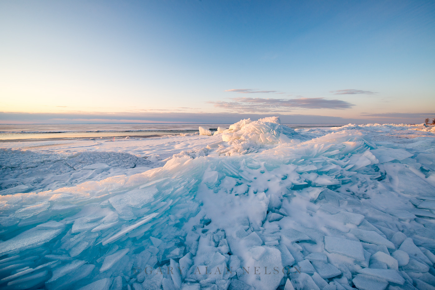 Piles of ice on the shore of Lake Superior, Minnesota