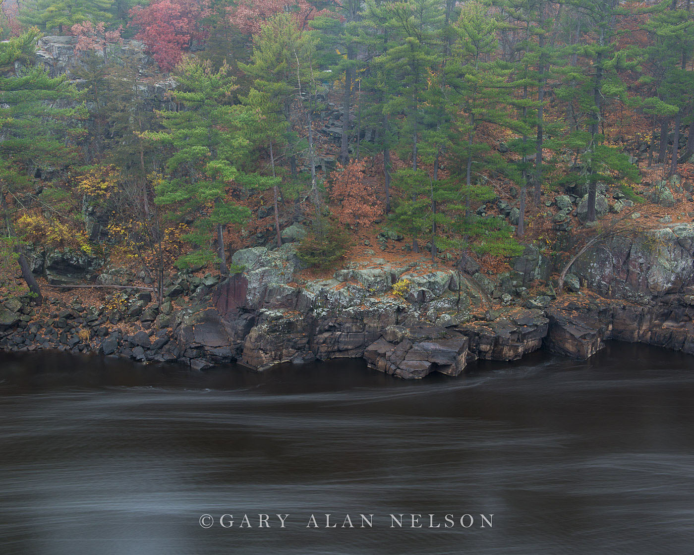 Fog and swirling water along the Dalles of the St. Croix National Scenic River, Minesota/Wisconsin