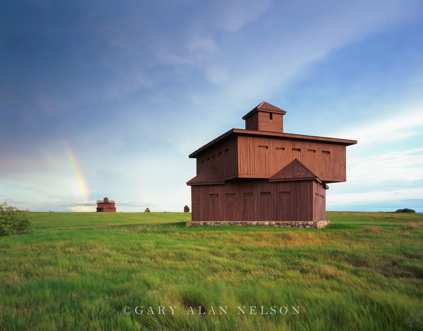 ND-98-11-HS RAINBOW OVER FORT ABRAHAM LINCOLN, FT. ABRAHAM LINCOLN STATE PARK, NORTH DAKOTA