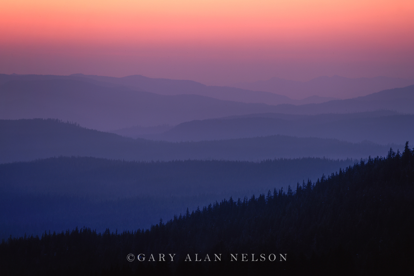 OR-95-3-NP The Cascade Mountain Range vignetting towards the western horizon. Crater Lake National Park, Oregon &nbsp;