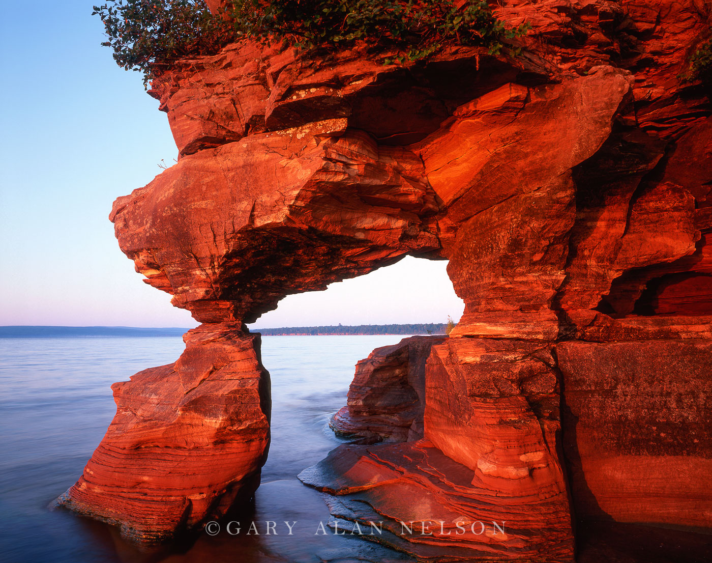 WI-98-4-NL Sandstone arch on Sand Island, Apostle Islands National Lakeshore, Lake Superior, Minnesota